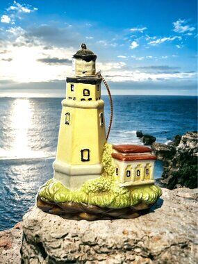 Split Rock Lighthouse Ornament 1998  COSMOS 3 1/2" Vintage EUC Collectible Decor